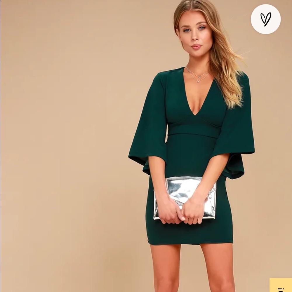 ISO - Lulu’s Forrest Green Bell Sleeve Dress